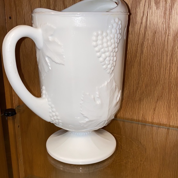 Antique Milk Glass Pitcher - Picture 2 of 2